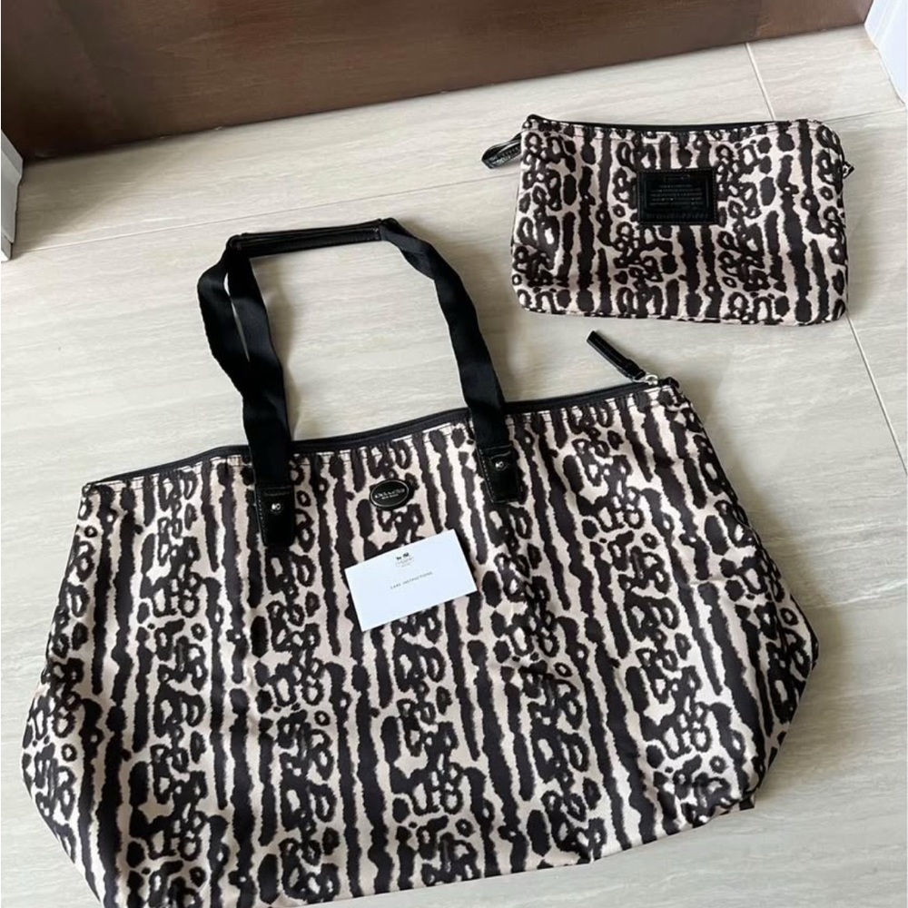 Coach Black and White Geometric Tote Bag